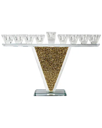 Noble Gift Crystal Menorah With Gold Inner Stones