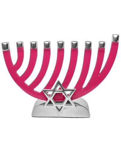 Noble Gift Metal Candle Menorah Pink Enamel With Star Of David