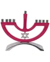 Noble Gift Metal Candle Menorah Pink Enamel With Star Of David In Pink