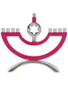 Noble Gift Metal Candle Menorah Pink Enamel With Star Of David In Pink