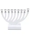 Noble Gift Metal Candle Menorah White Enamel In White