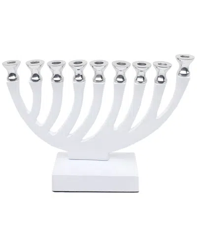 NOBLE GIFT BT SHALOM METAL CANDLE MENORAH WHITE ENAMEL