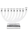 Noble Gift Metal Candle Menorah White Enamel With Polished Base In White