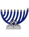 NOBLE GIFT METAL CANDLE MENORAH BLUE ENAMEL WITH STAR OF DAVID