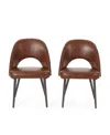 Noble House Abbeville Contemporary Open Back Dining Chairs Set, 2 Piece In Brown