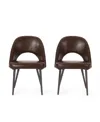 Noble House Abbeville Contemporary Open Back Dining Chairs Set, 2 Piece In Dark Brown