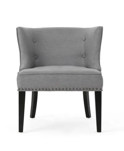 Noble House Adelina Contemporary Nailhead Trim Upholstered Accent Chair In Gray