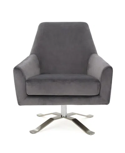Noble House Ailis Velvet Swivel Club Chair In Gray