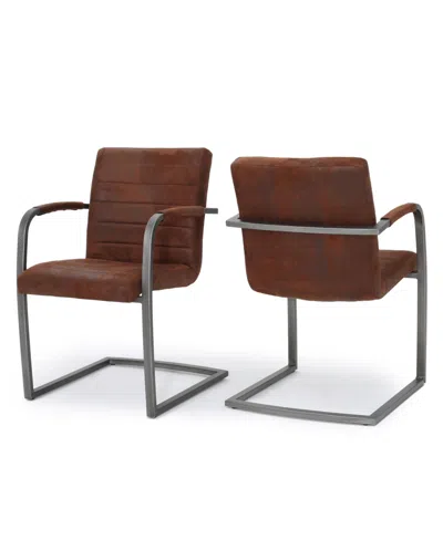 Noble House Alta Modern Arm Chair Set, 2 Piece In Brown