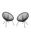 Noble House Anson Outdoor Hammock Weave Chair Set, 2 Piece In Black