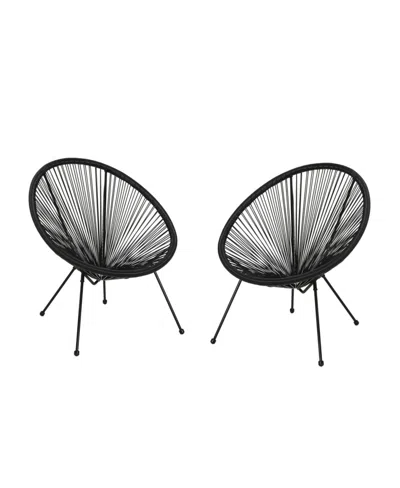 Noble House Anson Outdoor Hammock Weave Chair Set, 2 Piece In Black