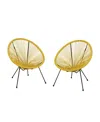 Noble House Anson Outdoor Hammock Weave Chair Set, 2 Piece In Verdure Yellow