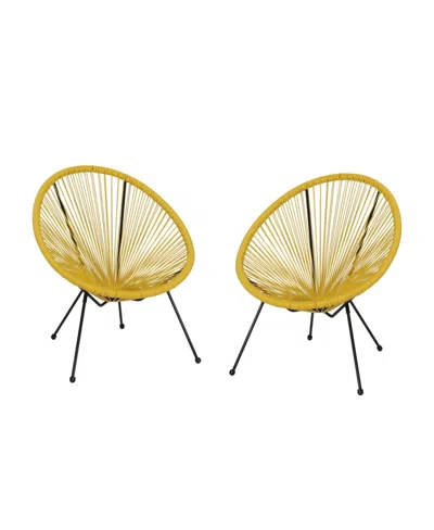 Noble House Anson Outdoor Hammock Weave Chair Set, 2 Piece In Verdure Yellow