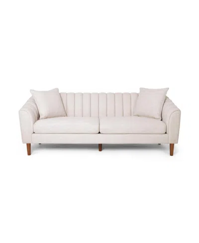 Noble House Ansonia Contemporary 3 Seater Sofa In Beige