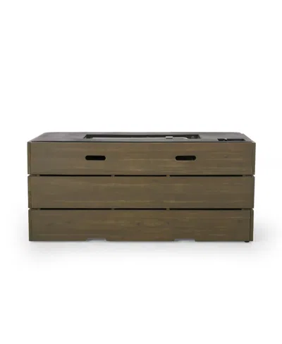 Noble House Archie Outdoor Rectangle Fire Pit In Gray