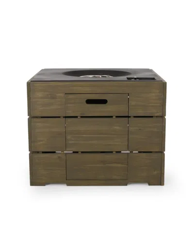Noble House Archie Outdoor Rectangle Fire Pit In Gray
