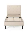 Noble House Atterbury Contemporary Upholstered Bed Platform, Twin In Beige