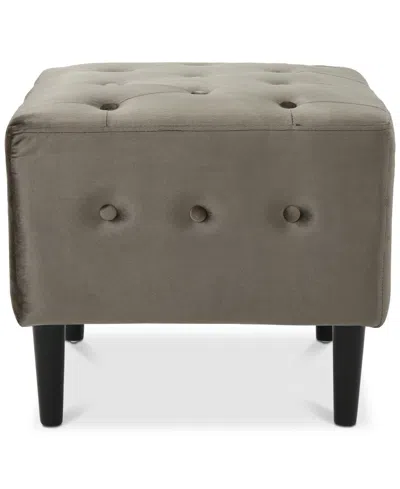 Noble House Audrey Tufted Velvet Ottoman In Grey