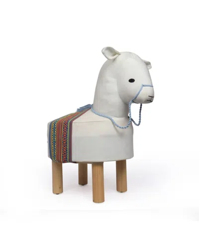 Noble House Basalt Handcrafted Contemporary Kids Alpaca Ottoman In White