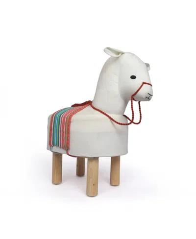 Noble House Basalt Handcrafted Contemporary Kids Alpaca Ottoman In White