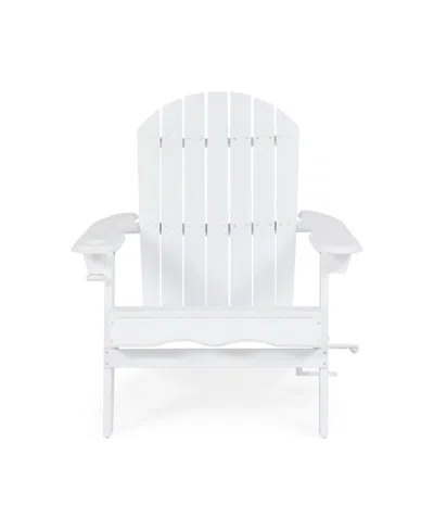 Noble House Bellwood Outdoor Acacia Folding Adirondack Chair In White