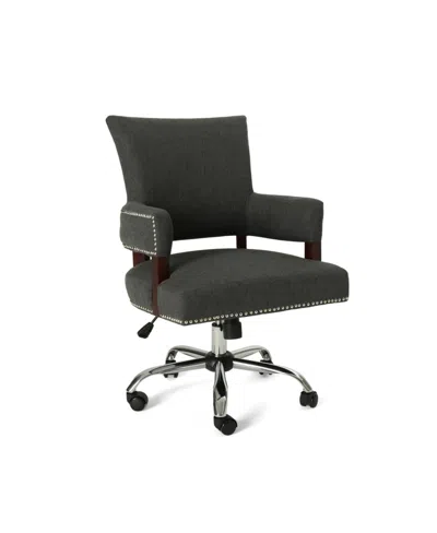 Noble House Bonaparte Traditional Home Office Chair In Dark Gray