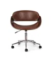 Noble House Brinson Mid-century Modern Upholstered Swivel Office Chair In Brown