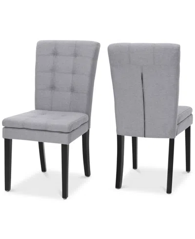 Noble House Cabreni Dining Chair (set Of 2) In Light Grey