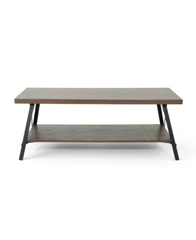 Noble House Camaran Industrial Faux Wood Coffee Table In Grey