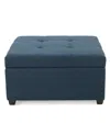 Noble House Carlsbad Storage Ottoman In Dark Blue