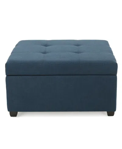 Noble House Carlsbad Storage Ottoman In Dark Blue