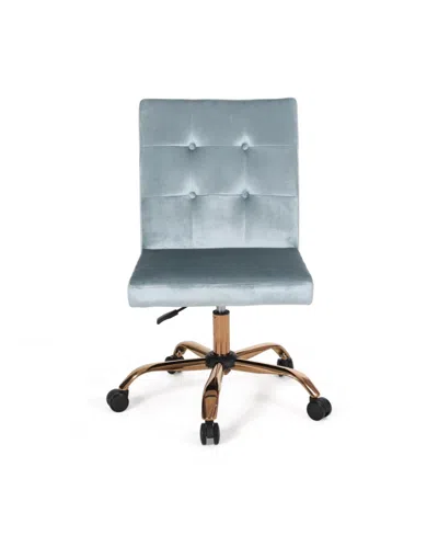Noble House Centennial Glam Tufted Home Office Chair With Swivel Base In Blue