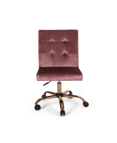 Noble House Centennial Glam Tufted Home Office Chair With Swivel Base In Blush
