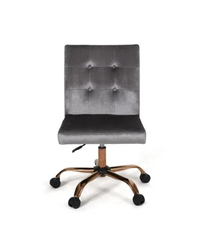 Noble House Centennial Glam Tufted Home Office Chair With Swivel Base In Smoke