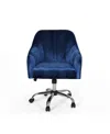 Noble House Channeled Glam Velvet Home Office Chair With Swivel Base In Navy