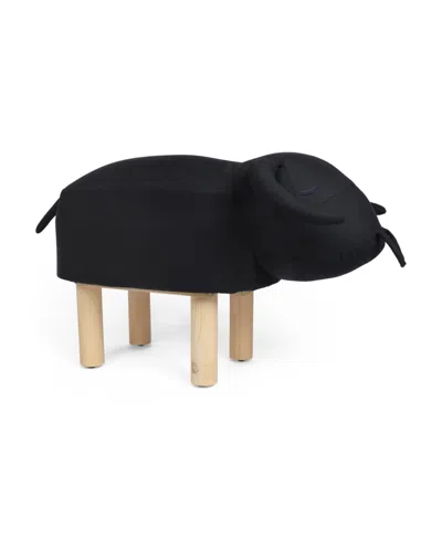 Noble House Clawson Contemporary Kids Bull Ottoman In Black