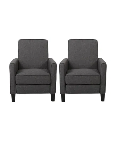 Noble House Darvis Contemporary Recliner Set, 2 Piece In Smoke