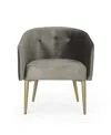 Noble House Deshler Modern Glam Tufted Velvet Dining Chair In Gray