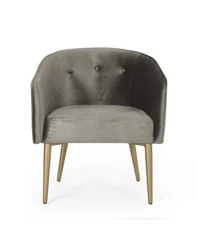Noble House Deshler Modern Glam Tufted Velvet Dining Chair In Gray