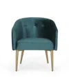 Noble House Deshler Modern Glam Tufted Velvet Dining Chair In Teal