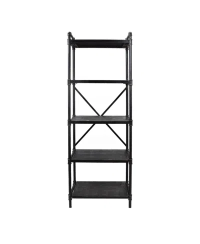 Noble House Driscoe Industrial 5 Shelf Firwood Bookcase In Gray