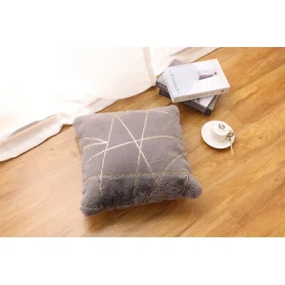Noble House Faux Fur Abstract Throw Pillow In Gray,gold