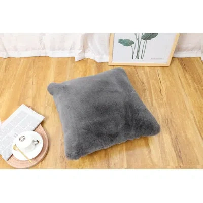 Noble House Faux Fur Throw Pillow In Gray