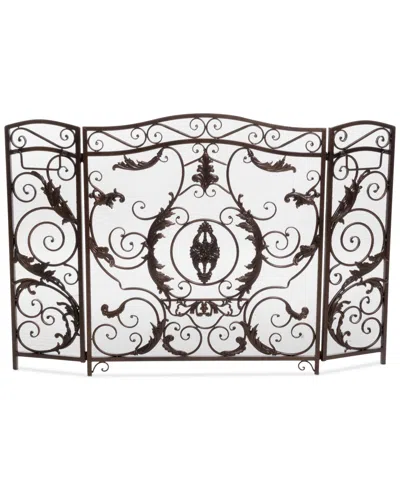 Noble House Flower Fireplace Screen In Gold