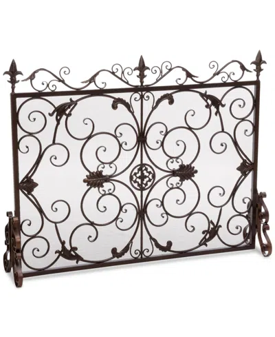 Noble House Flower Fireplace Screen In Gold
