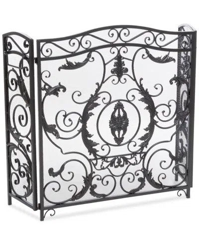 Noble House Flower Fireplace Screen In Silver