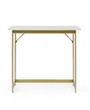 Noble House Gallia Modern Glam Handcrafted Marble Top Desk In White