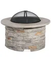 Noble House Garrin Round Wood Fire Pit In Stone