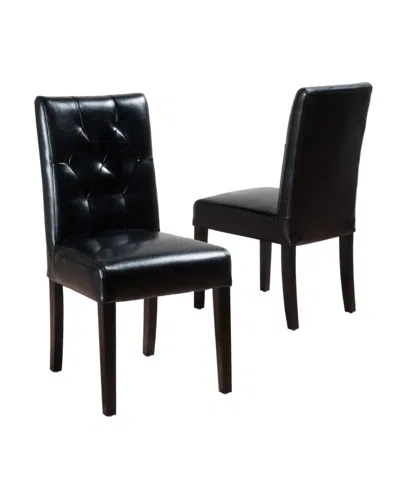 Noble House Gentry Bonded Leather Dining Chair Set, 2 Piece In Black