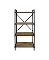 Noble House Greenwood Industrial 4 Shelf Firwood Bookcase In Antique Brown